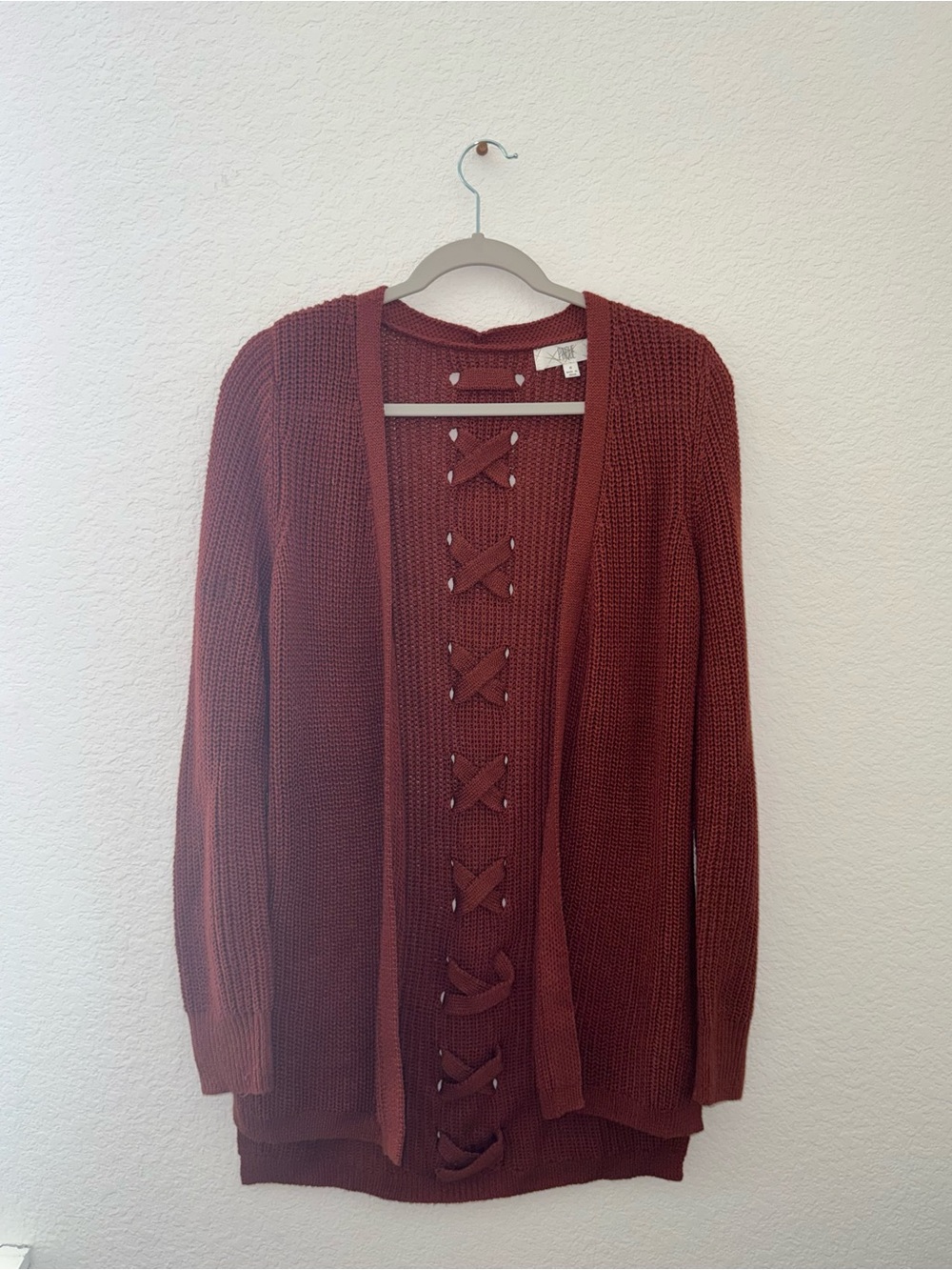 Rust Ribbed Button-Front Knit Dress - Picture 2 of 4